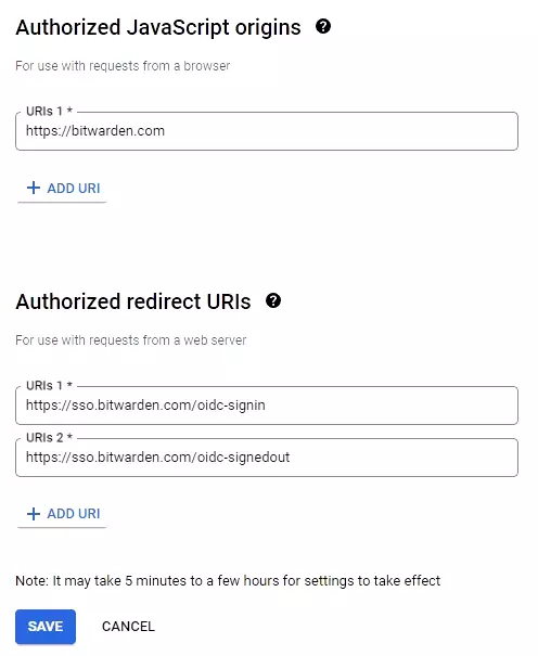 Configure OAuth client ID for Bitwarden endpoints.