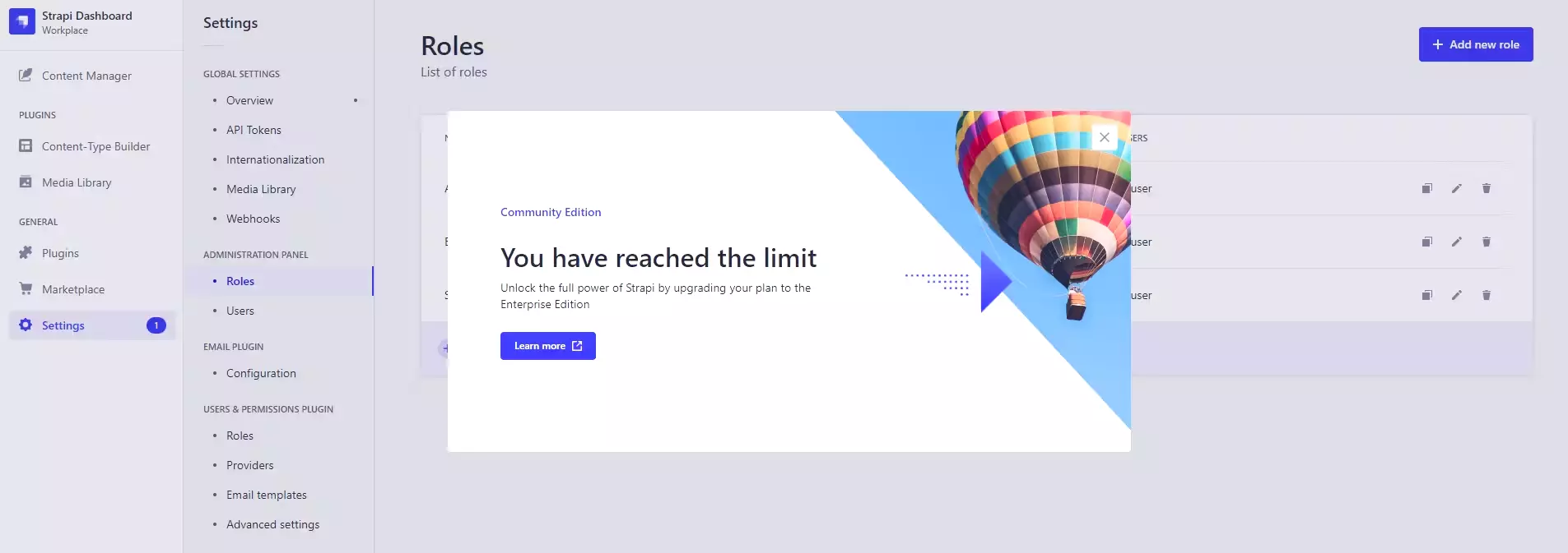 Strapi features can be artificially limited.