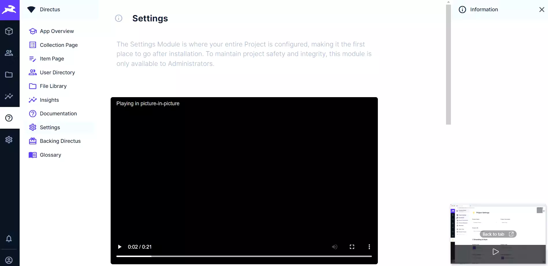 Directus UI is full of features out of the box.