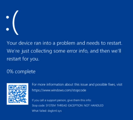 SYSTEM_THREAD_EXCEPTION_NOT_HANDLED at dxgkrnl.sys when installing AMD GPU driver on Windows 11 VM.
