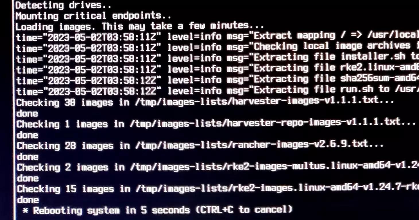 Harvester HCI installation is finished.