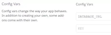 Heroku environment variables configuration.