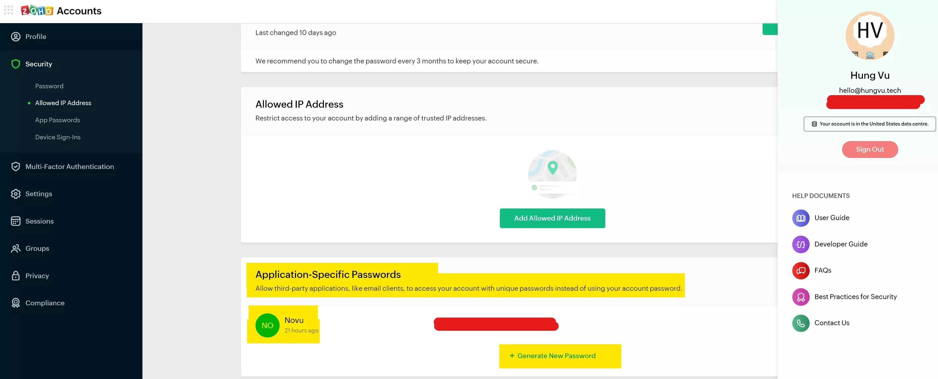 Creating Application-specific Passwords in User Profile/Security section.