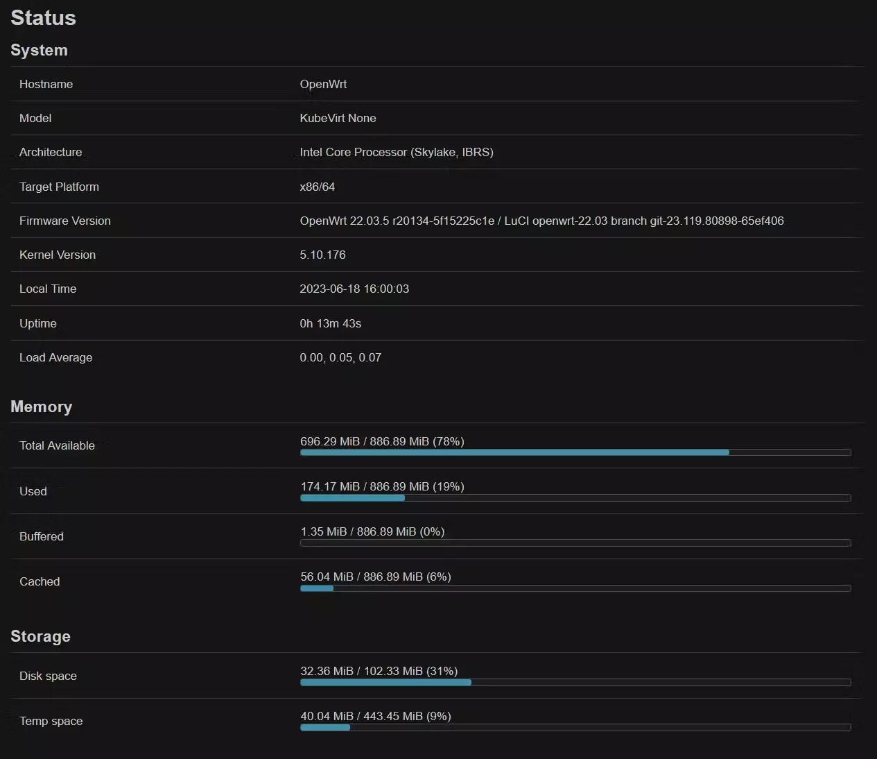 Web GUI, notice the system information?