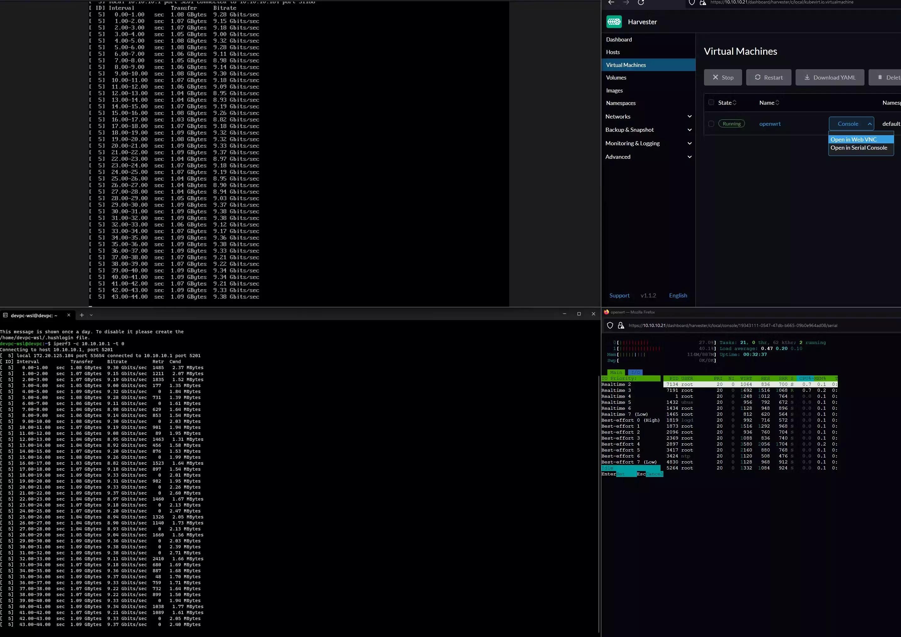 iperf3 from client to OpenWRT result.