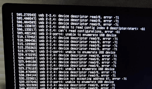 Unable to read config index 0 descriptor/start: -61 error.