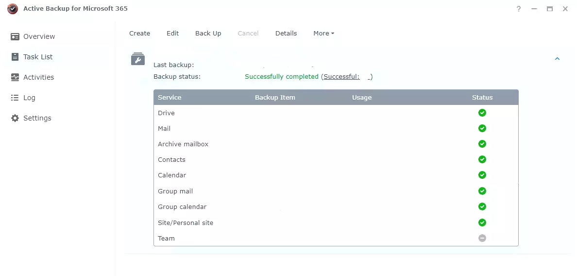 Active Backup for Microsoft 365 is successfully configured.